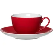 Ritzenhoff & Breker Tasse "Kaffeetasse mit Untertasse Doppio 200 ml", rot, 2 tlg., Porzellan, Trinkgefäße, Tasse