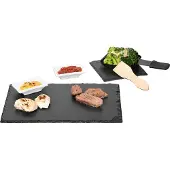 Kesper Raclette-Set 10-tlg., Schiefer, naturbelassener Rand, 38141, inkl. 2 Schieferplatten, 4 Dipschalen, 2 Pfännchen-Untersetzer, 2 Spachtel