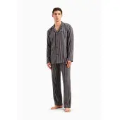 Emporio Armani für Herren. 112112_4F579 Grauer bedruckter Mikro-Polar-Fleece-Pyjama (XL), Heimtextilien, Polyester, Langarm