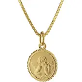 Trendor 75214 Kinder Schutzengel Anhänger Gold 585 mit goldplattierter Kette