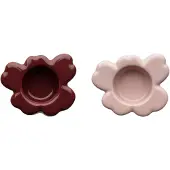 Marimekko - Unikko Teelichthalter, rosy grey / reddish brown (2er-Set) (60th Anniversary Collection)