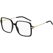 HUGO BOSS Brillenfassung aus schwarzem Acetat mit goldfarbenen Bügeln