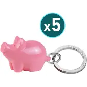 Djois 5er-Pack Schlüsselanhänger »Small Cutie Glücksschwein« rosa, 4x2.5 cm