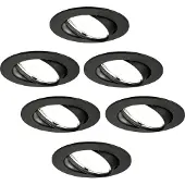 LEDVION LED Einbaustrahler 6er Set Rund Schwarz 3W dimmbar Neutralweiss