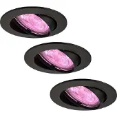 LEDVION LED Einbaustrahler 3er Set Rund Schwarz RGB dimmbar smart