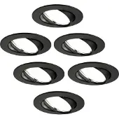 LEDVION LED Einbaustrahler 6er Set Rund Schwarz 3W dimmbar Kaltweiss