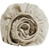Yumeko Spannbettlaken Baumwollsatin 200x210 Beige - Eco, Bio & Fairtrade