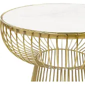 Beliani Beistelltisch Weiß Marmor Rund 42 cm mit goldenem Säulenfuß Gitter-Optik Modern Glamourös Einbeinig Wohnzimmer Ausstattung Möbel Blumenständer