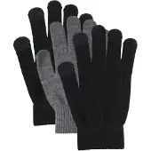 Pieces 3er-Set: Fingerhandschuhe in Schwarz/ Grau - onesize