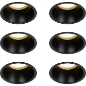QAZQA - Modern Set mit 6 schwarzen Einbauleuchten GU10 70 mm IP44 - Dept I Wohnzimmer I Schlafzimmer - Aluminium Rund - LED geeignet GU10