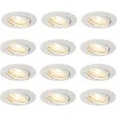QAZQA Set mit 12 Einbaustrahlern weiß GU10 35 mm - Edu