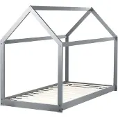 Beliani Hausbett für Kinder Grau aus Holz 90 x 200 cm mit Lattenrost Bettgestell Hausform Kinderzimmer Kinderbett Jugendbett