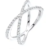 Elli Silberring "Ring Silberring Kreuz mit Zirkonia 925 Silber" Gr. 54, weiß, Fingerringe, Damen, 54, Silber 925 (Sterlingsilber), Silberring