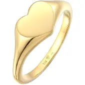 Elli Ring 925 Sterling Silber Herz, Siegelring in Gold | Gr.: 54
