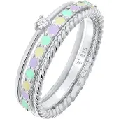 Elli Ring 925 Sterling Silber Ring Set in Silber | Gr.: 62