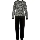 Vivance Pyjama Grau Gr. 32/34 für Damen. Rundhals und Allover-Druck. Basic. Nachhaltig.