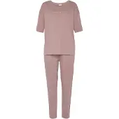 Vivance Pyjama DREAMS, Damen, Gr. 32/34, lila (mauve), Single Jersey, Obermaterial: 100% Baumwolle, loose fit lang, Homewear-Sets Pyjama, mit schönem Foildruck, Topseller