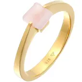 Elli Ring Solitär Rosa Quarz Edelstein Viereck 925 Silber Elli Premium Gold