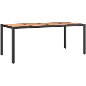 vidaXL Gartentisch mit Holzplatte Schwarz Poly Rattan & Akazienholz