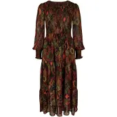 Apricot Druckkleid "gemustertes Etagenkleid" mit Smokdetails