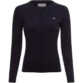 Gant für Damen. 4800103 Strickjacke aus Stretch-Baumwolljersey in navy (L), Lässig, Baumwolle, Langarm, Marine