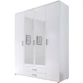Pol-Power Karl Kleiderschrank + Spiegel Holzwerkstoff Melamin 4 Türen 160x196x54 cm
