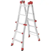 Hailo M80 Alu-Multifunktionsleiter - Schiebeleiter 4 x 3 Sprossen belastbar bis 150 kg - Sicherheitsgelenke und Rastgriffe - sprossenweise höhenverstellbar - Mehrzweckleiter rostfrei - Silber