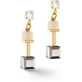 Coeur de Lion 5074/21-1216 Damen-Ohrringe GeoCUBE Ohrhänger Grau-Gold
