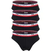 FILA Slip "Slip 4er Pack", Herren, Gr. L, schwarz, Obermaterial: 95% Baumwolle CO. 5% Elasthan EL., Unterhosen Slip