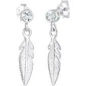 Elli Ohrringe Feder Boho Hippie Kristalle Silber Elli Weiß