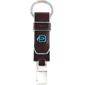Piquadro Schlüsselanhänger Blue Square Keychain With Carabiner Mogano