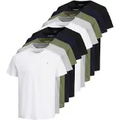 Jack & Jones T-Shirt "T-Shirt JORJXJ 10er Pack", Herren, Gr. L, bunt (weiß, grau, grün, blau, schwarz), Obermaterial: 100% Baumwolle CO., Shirts T-Shirt