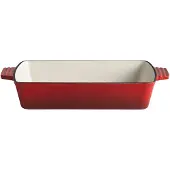 Aps Auflaufform 5 STARS, 3,5 Liter, Emailliertes Gusseisen, induktionsgeeignet und ofenfest inkl. Deckelhalter, 33 x 24 cm , rot