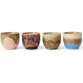 HK Living - 70's Café Becher rund 250 ml, lagoon (4er-Set)