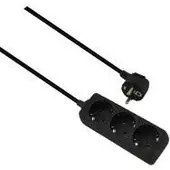 Helos Steckdosenleiste CLASSIC, 3-fach, schwarz, 5,0m, ohne Schalter