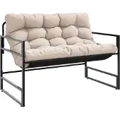 vidaXL Gartenbank mit Kissen Taupe 113 cm Stahl