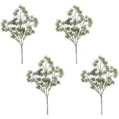 Creativ Green Winterliche Kunstpflanze "Weihnachtsdeko" Zweig mit Zapfen in geeister Optik, 4er-Set