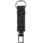 Piquadro Schlüsselanhänger Black Square Keychain With Carabiner Nero