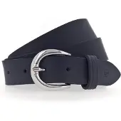Tamaris Ledergürtel "Clara Silver", Damen, Gr. 115, blau, Rindsleder, unifarben, Basic, Gürtel Ledergürtel, mit glänzender silberfarbener Schließe, unifarben, 3 cm breit