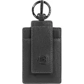 Piquadro Schlüsselanhänger Carl Leather Keyring With Carabiner Hook Black