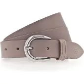 Tamaris Ledergürtel "Clara Silver", Damen, Gr. 120, grau (taupe), Rindsleder, unifarben, Basic, Gürtel Ledergürtel, mit glänzender silberfarbener Schließe, unifarben, 3 cm breit, Topseller