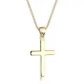 Elli Halskette 925 Sterling Silber Kreuz in Gold | Gr.: 50 cm