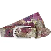 Tamaris Ledergürtel "Cathy Silver", Damen, Gr. 95, bunt (multi, gold), Rindsleder, Gürtel Ledergürtel, mit Leo-Muster, aus Rindsleder
