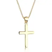 Elli Halskette 925 Sterling Silber Kreuz in Gold | Gr.: 55 cm