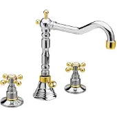 Sapho ANTEA 3-Loch Waschtischarmatur mit Retro-Einlauf, mit Ablaufgarnitur, Chrom/Gold