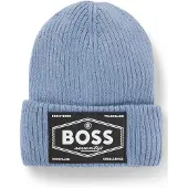 BOSS Kids-Mütze mit Logo-Aufnäher und Innenfutter aus Kunstfell Grösse 58
