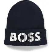 BOSS Kids-Strickmütze aus Baumwolle mit gummiertem Logo Grösse 58