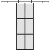 vidaXL Schiebetür mit Beschlag 76x205 cm Hartglas & Aluminium