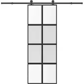 vidaXL Schiebetür mit Beschlag 76x205 cm Hartglas & Aluminium