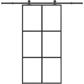 vidaXL Schiebetür mit Beschlag 102x205 cm ESG-Glas & Aluminium